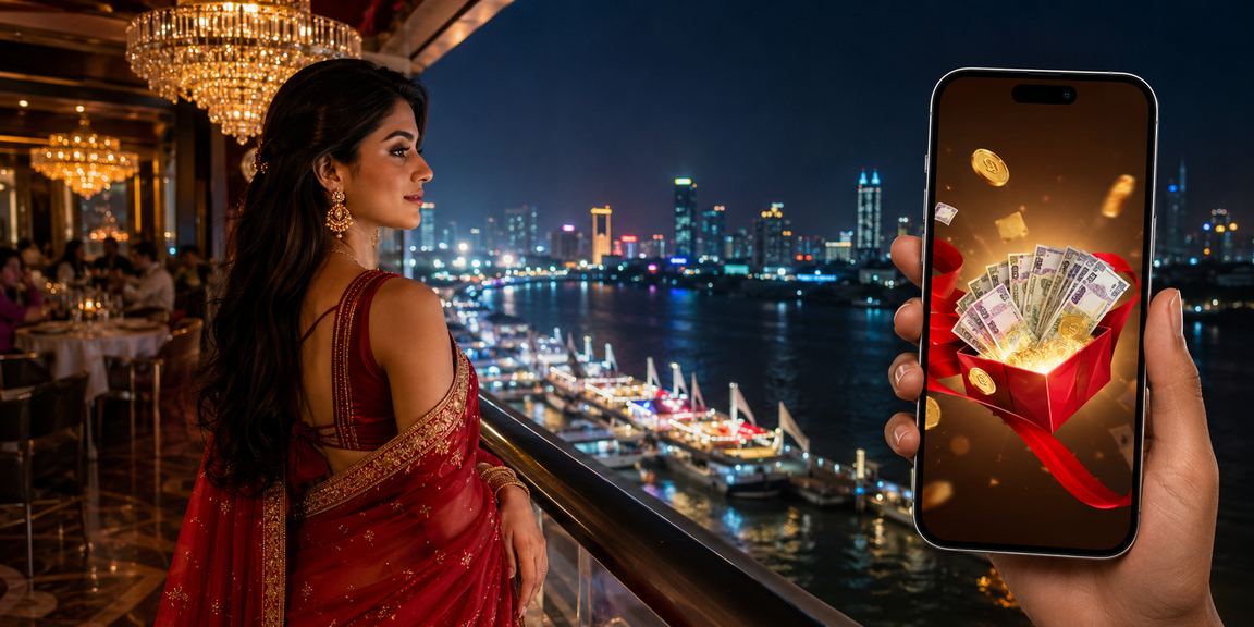 বরিশালে শাড়ি পরিহিত একজন নারী মোবাইলে ক্যাশব্যাক বোনাস ও বেটিং সুবিধা উপভোগ করছেন