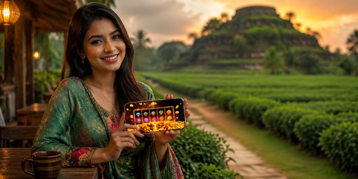 কুমিল্লার চা বাগানে একজন ব্যক্তি স্লট গেম ও বোনাস ভাউচার উপভোগ করছেন