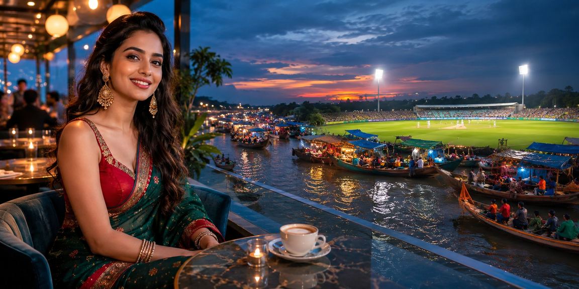 সুন্দরবনের পটভূমিতে বাংলাদেশের একজন মডেল ক্রিকেট বেটিং উপভোগ করছেন